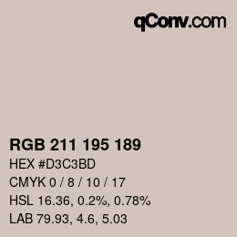 Color code: RGB 211 195 189 | qconv.com