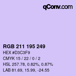颜色代码: RGB 211 195 249 | qconv.com