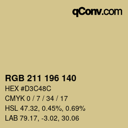 カラーコード: RGB 211 196 140 | qconv.com
