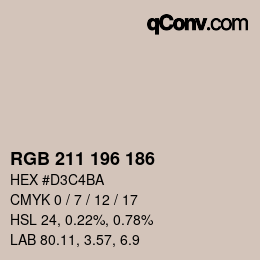 Color code: RGB 211 196 186 | qconv.com