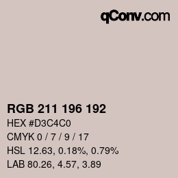 カラーコード: RGB 211 196 192 | qconv.com