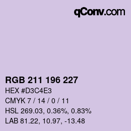 Color code: RGB 211 196 227 | qconv.com