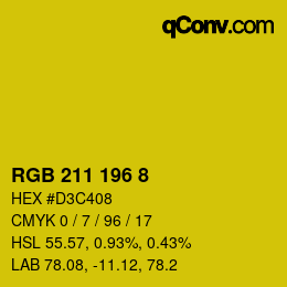 カラーコード: RGB 211 196 8 | qconv.com
