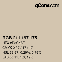 Código de color: RGB 211 197 175 | qconv.com