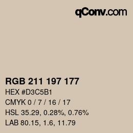 颜色代码: RGB 211 197 177 | qconv.com
