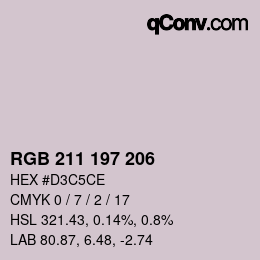 颜色代码: RGB 211 197 206 | qconv.com