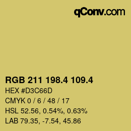 カラーコード: RGB 211 198.4 109.4 | qconv.com