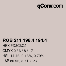 カラーコード: RGB 211 198.4 194.4 | qconv.com