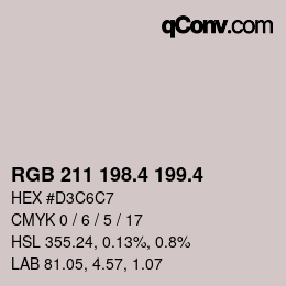 カラーコード: RGB 211 198.4 199.4 | qconv.com