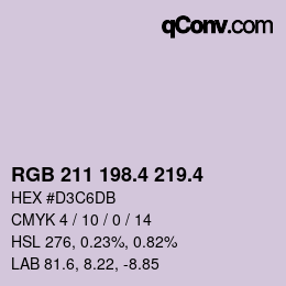 カラーコード: RGB 211 198.4 219.4 | qconv.com