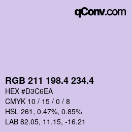 カラーコード: RGB 211 198.4 234.4 | qconv.com