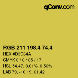 カラーコード: RGB 211 198.4 74.4 | qconv.com