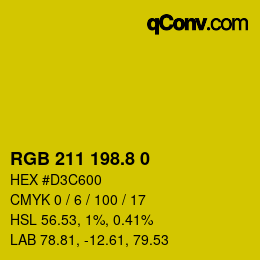 カラーコード: RGB 211 198.8 0 | qconv.com