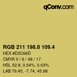 カラーコード: RGB 211 198.8 109.4 | qconv.com