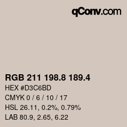 カラーコード: RGB 211 198.8 189.4 | qconv.com