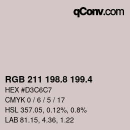 カラーコード: RGB 211 198.8 199.4 | qconv.com