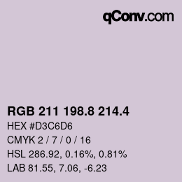 カラーコード: RGB 211 198.8 214.4 | qconv.com