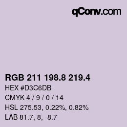カラーコード: RGB 211 198.8 219.4 | qconv.com