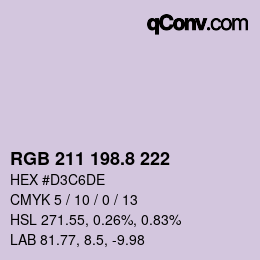 カラーコード: RGB 211 198.8 222 | qconv.com