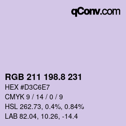 カラーコード: RGB 211 198.8 231 | qconv.com
