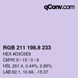 カラーコード: RGB 211 198.8 233 | qconv.com
