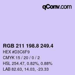 カラーコード: RGB 211 198.8 249.4 | qconv.com