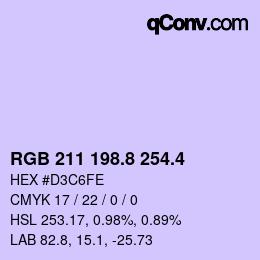カラーコード: RGB 211 198.8 254.4 | qconv.com