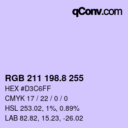 カラーコード: RGB 211 198.8 255 | qconv.com