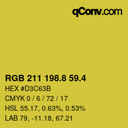 カラーコード: RGB 211 198.8 59.4 | qconv.com