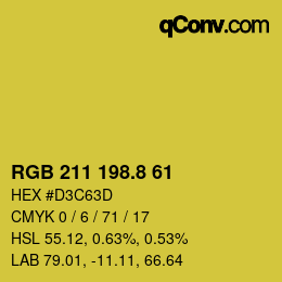 カラーコード: RGB 211 198.8 61 | qconv.com