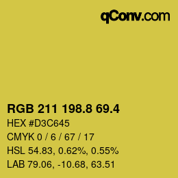カラーコード: RGB 211 198.8 69.4 | qconv.com