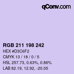 カラーコード: RGB 211 198 242 | qconv.com
