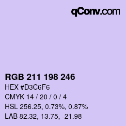 Color code: RGB 211 198 246 | qconv.com