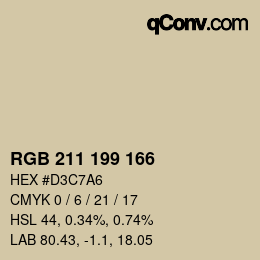 颜色代码: RGB 211 199 166 | qconv.com