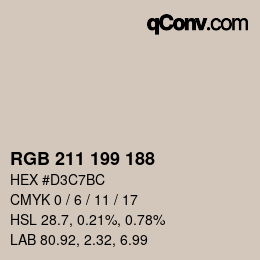 Color code: RGB 211 199 188 | qconv.com