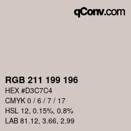 Color code: RGB 211 199 196 | qconv.com