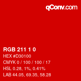 カラーコード: RGB 211 1 0 | qconv.com