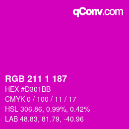 Color code: RGB 211 1 187 | qconv.com