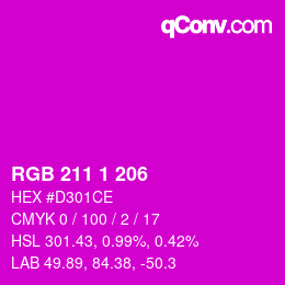 Color code: RGB 211 1 206 | qconv.com