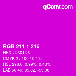 Color code: RGB 211 1 216 | qconv.com