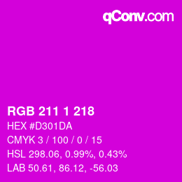 Color code: RGB 211 1 218 | qconv.com