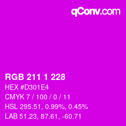 Color code: RGB 211 1 228 | qconv.com
