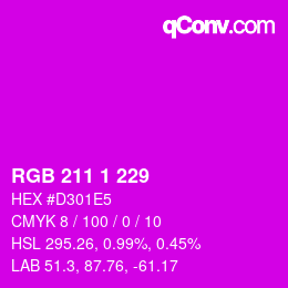 颜色代码: RGB 211 1 229 | qconv.com