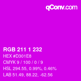 カラーコード: RGB 211 1 232 | qconv.com