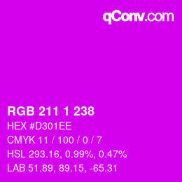 Color code: RGB 211 1 238 | qconv.com