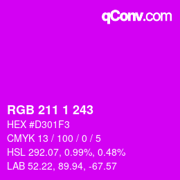 Color code: RGB 211 1 243 | qconv.com