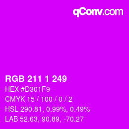 カラーコード: RGB 211 1 249 | qconv.com