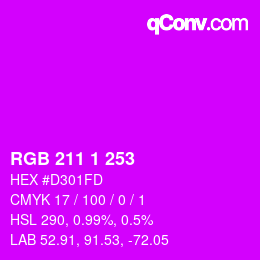 Color code: RGB 211 1 253 | qconv.com