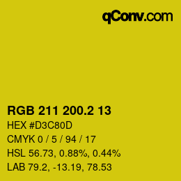 カラーコード: RGB 211 200.2 13 | qconv.com