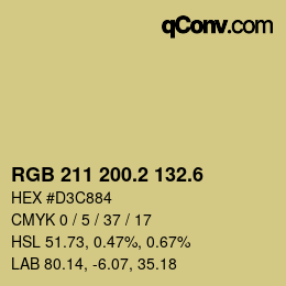 カラーコード: RGB 211 200.2 132.6 | qconv.com